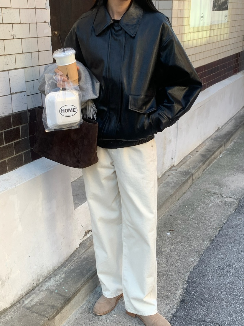 SORBET直郵韓國代購女裝新款職業推薦真品人氣24秋冬皮衣SORBET/flat white皮衣