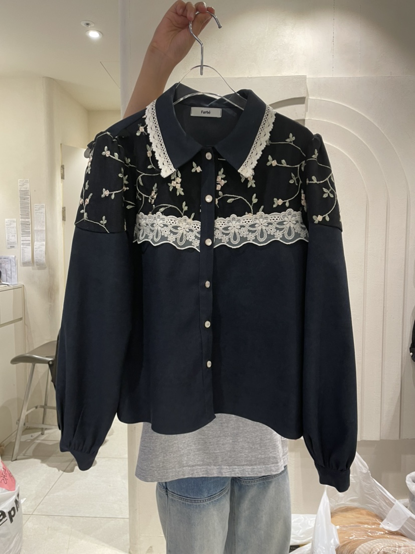 FARBE韓國直郵東大門代購女裝新品休閑推薦24秋冬襯衫蕾絲衫PLATFORM襯衫/蕾絲衫圖色2