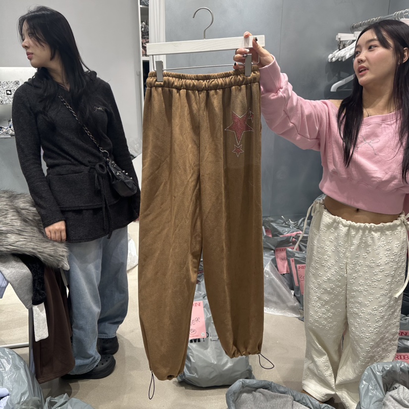 RIBBON韓國直郵東大門代購女裝新品人氣推薦真品休閑褲絨面革RIBBON休閑褲