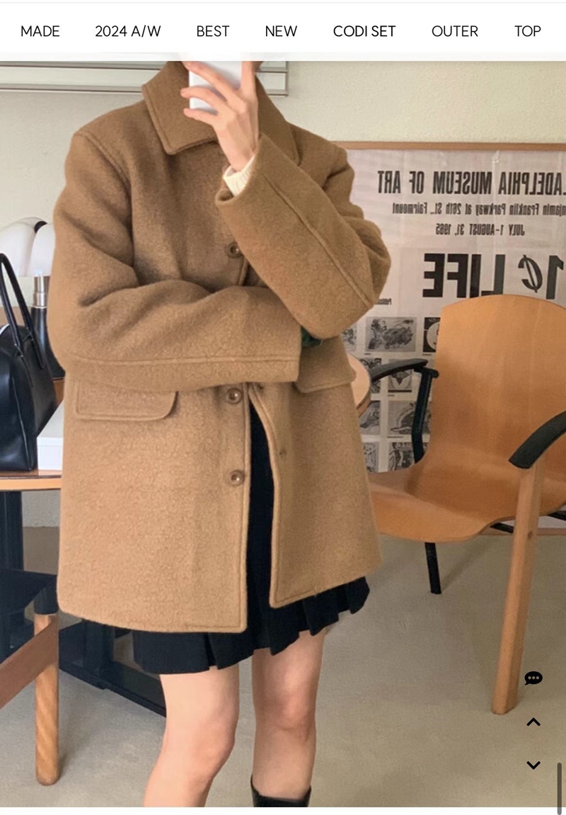 DE ONDO韓國直郵東大門代購女裝新款24秋冬真品中長款大衣DE ONDO中長款大衣