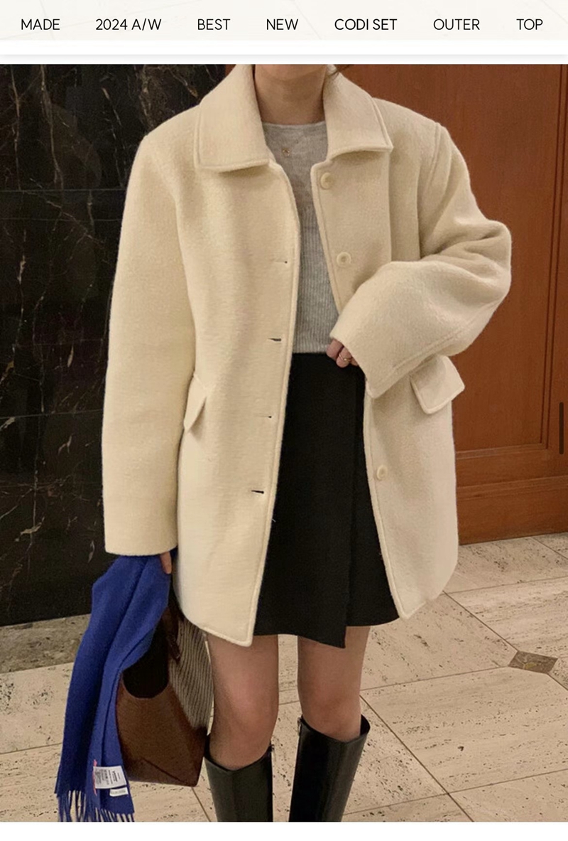DE ONDO韓國直郵東大門代購女裝新款24秋冬真品中長款大衣DE ONDO中長款大衣