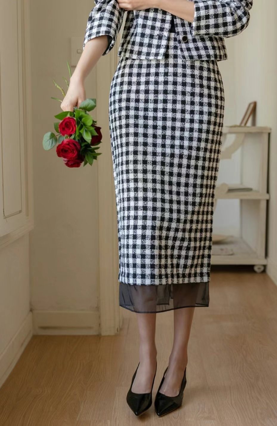 TERAIS直郵韓國代購女裝新品職業休閑真品半身裙中短裙花呢TERAIS半身裙/中短裙圖色1