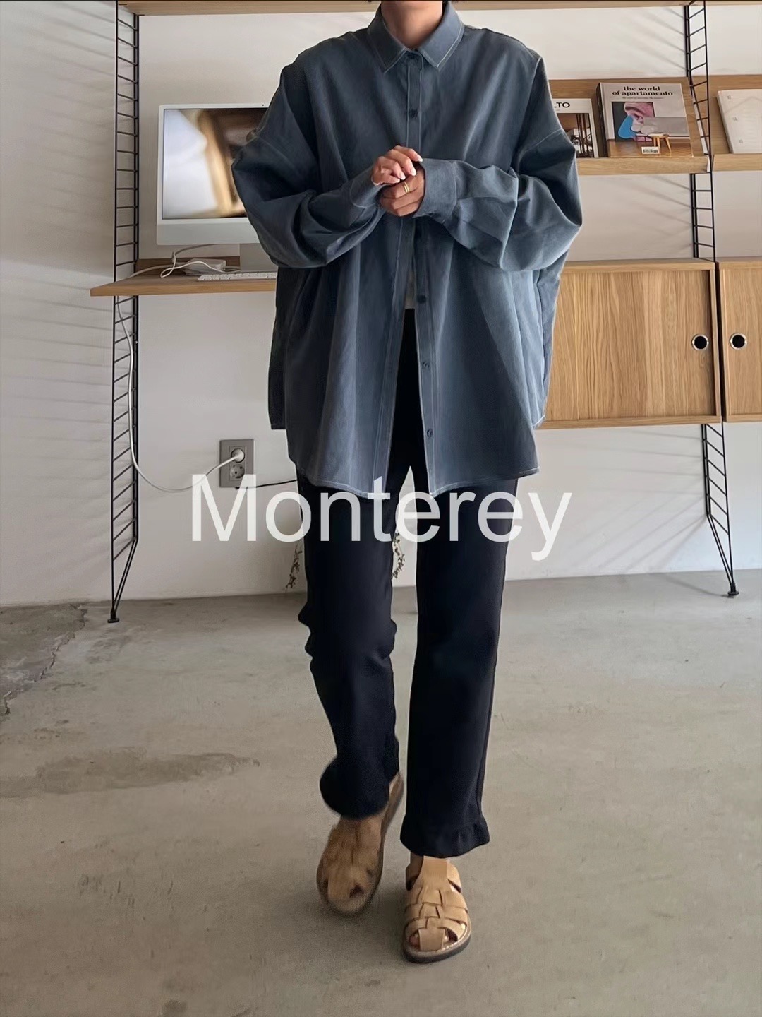 MONTEREY韓國直郵女裝新款推薦熱賣24秋冬襯衫蕾絲衫寬松MONTEREY襯衫/蕾絲衫