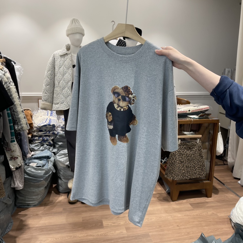 DELICIOUS韓國直郵東大門實拍女裝新品推薦時尚真品職業T恤絨WATER/RIVERT恤圖色2