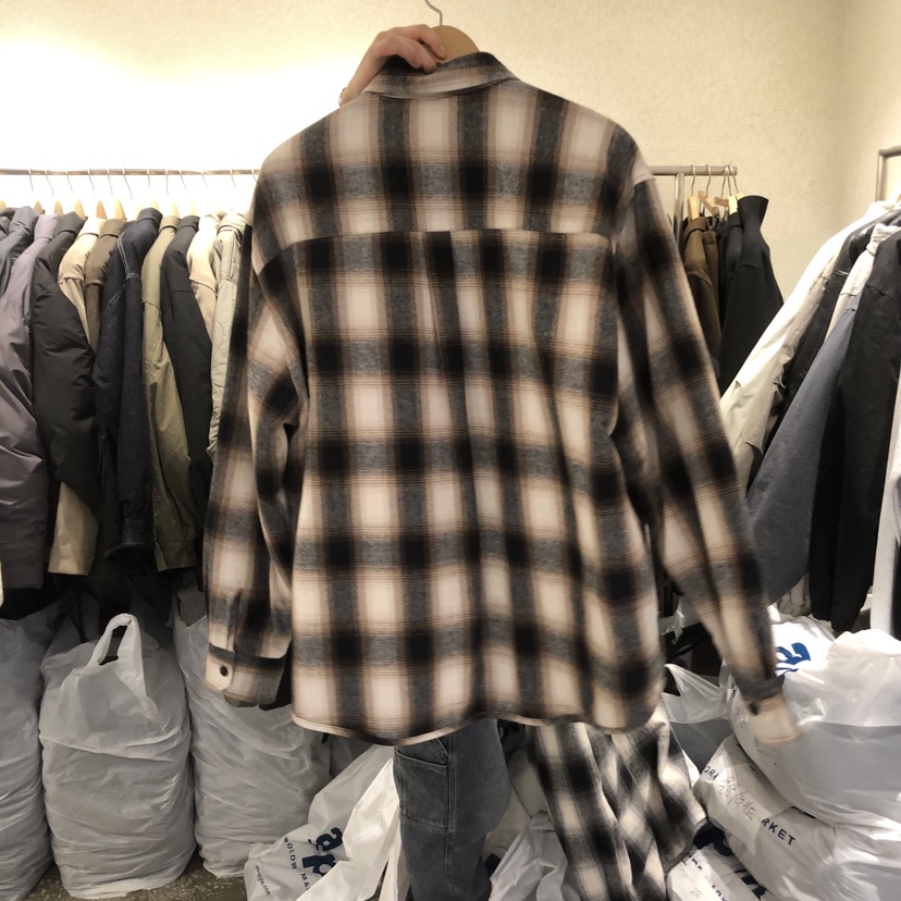 SLOWER-男裝韓國直郵東大門代購女裝新品推薦襯衫蕾絲衫法蘭絨格紋SLOWER襯衫/蕾絲衫