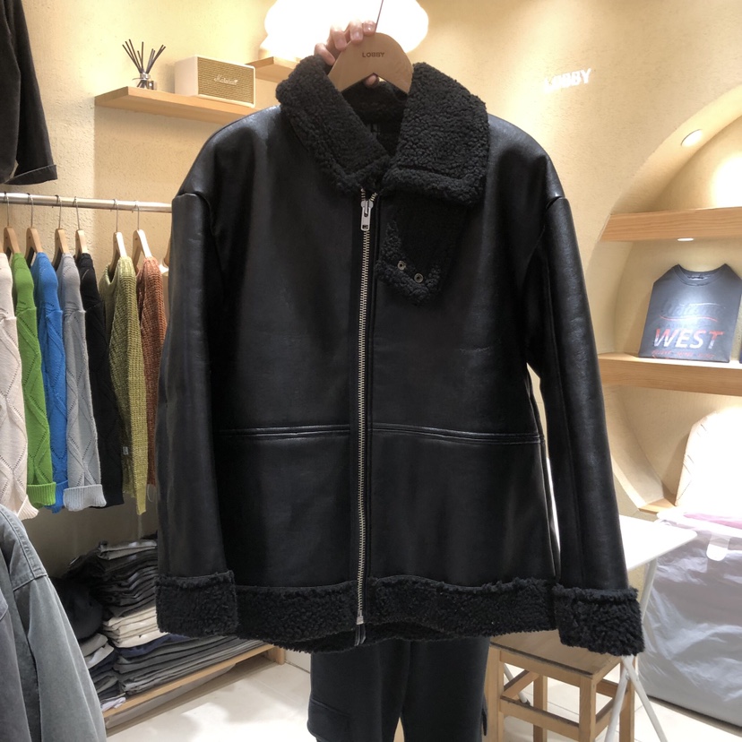 LOBBY-男裝韓國直郵東大門代購女裝新款職業時尚短款大衣皮革LOBBY短款大衣圖色2