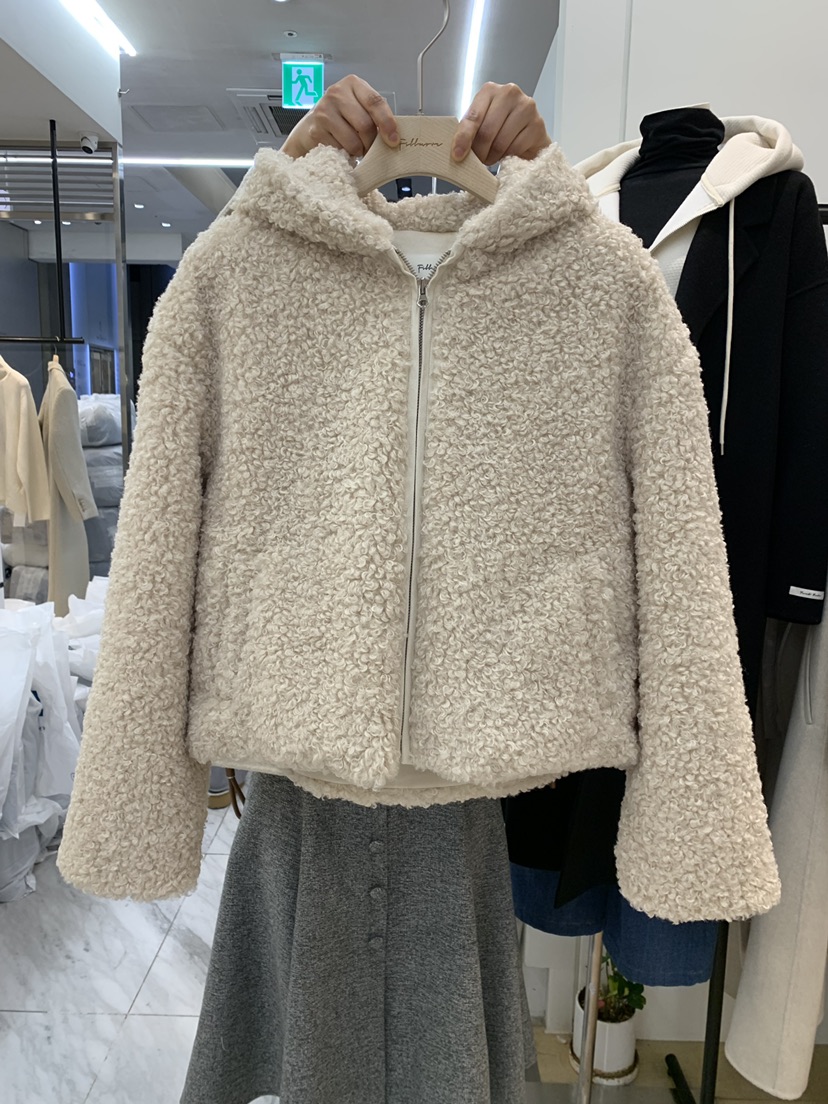 Fillmor韓國直郵東大門代購女裝新品24秋冬夾克抓絨拉鏈連帽FILLMOR夾克