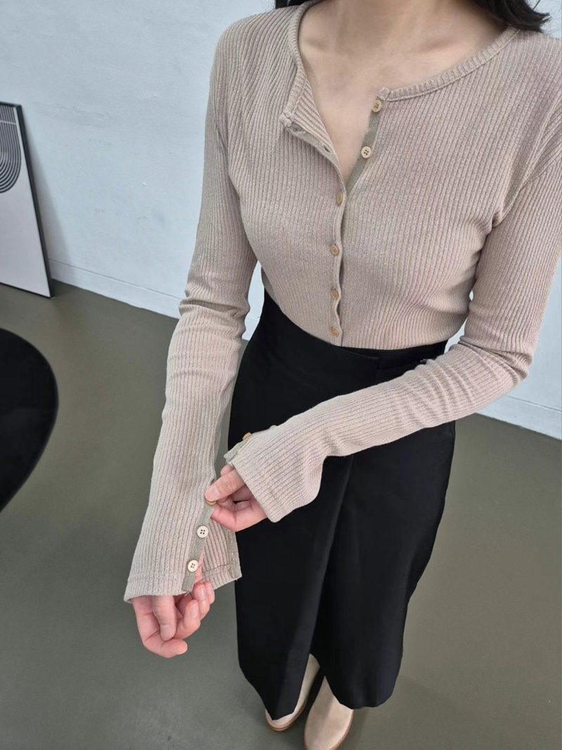 GOBSLMURI韓國直郵東大門實拍女裝新款24秋冬休閑針織衫開衫GOBSLMURI-2件起針織衫