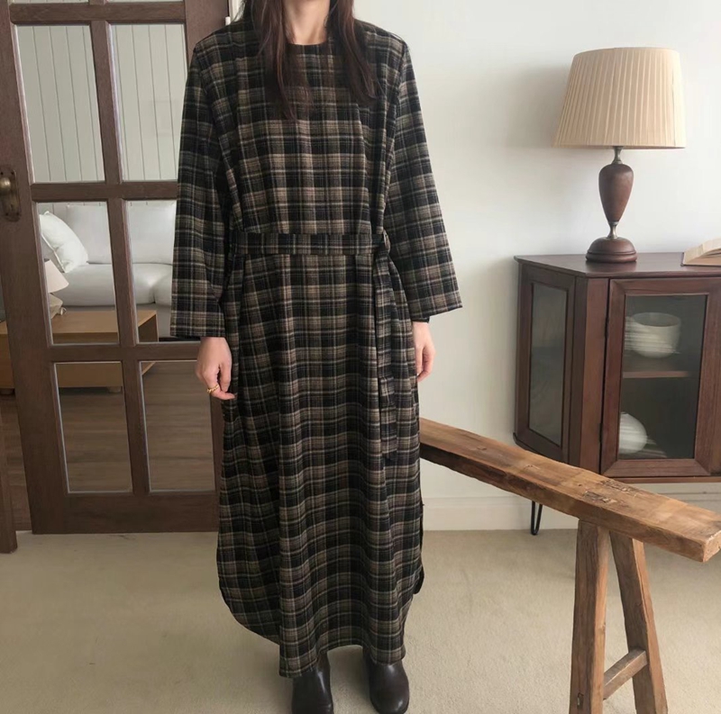 MAENEW東大門實拍女裝新款職業真品24秋夏推薦連衣裙格紋MAENEW連衣裙