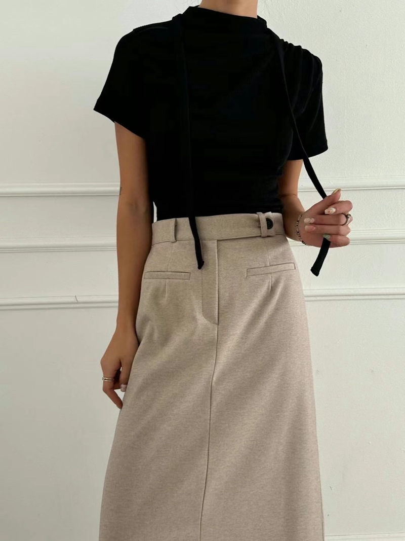 PRANA/CLOTHINK韓國直郵東大門實拍女裝新品真品T恤含脖帶腰帶羅紋PRANA/CLOTHINKT恤