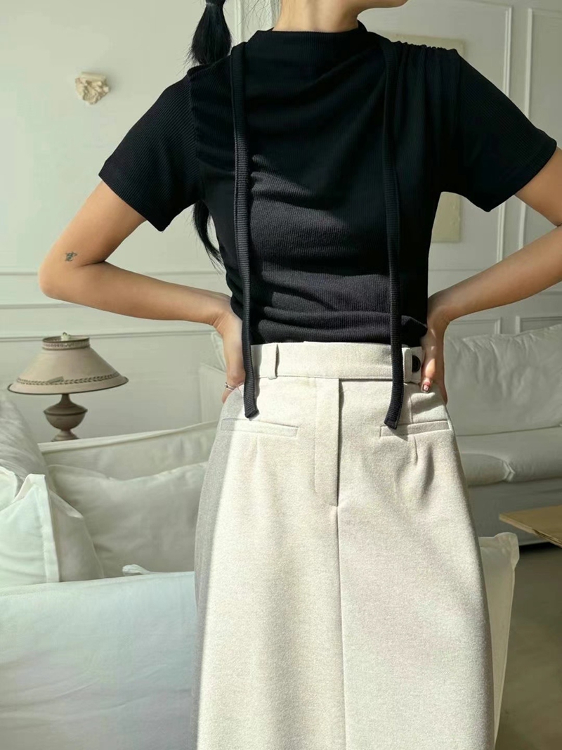 PRANA/CLOTHINK韓國直郵東大門實拍女裝新品真品T恤含脖帶腰帶羅紋PRANA/CLOTHINKT恤