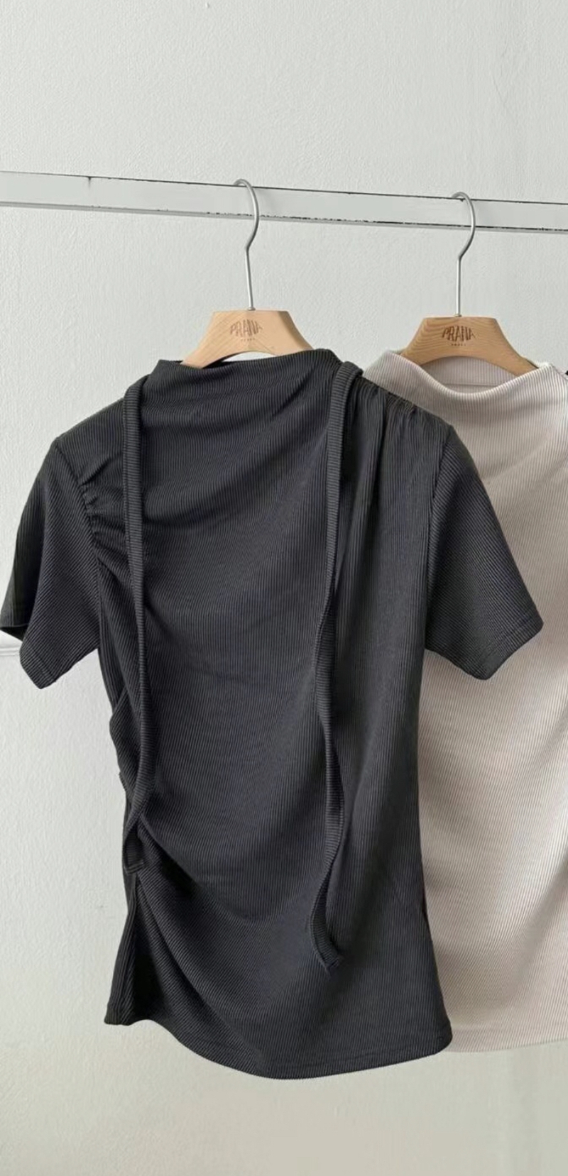 PRANA/CLOTHINK韓國直郵東大門實拍女裝新品真品T恤含脖帶腰帶羅紋PRANA/CLOTHINKT恤圖色1