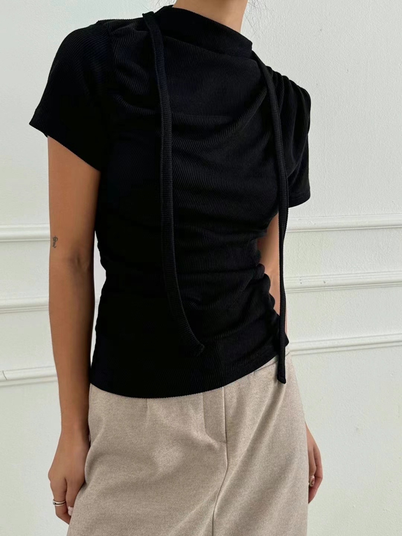 PRANA/CLOTHINK韓國直郵東大門實拍女裝新品真品T恤含脖帶腰帶羅紋PRANA/CLOTHINKT恤圖色3