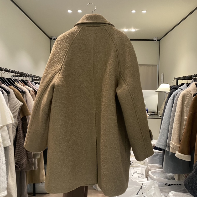 RE STOCK韓國直郵東大門代購女裝新品時尚休閑人氣中長款大衣RE STOCK中長款大衣