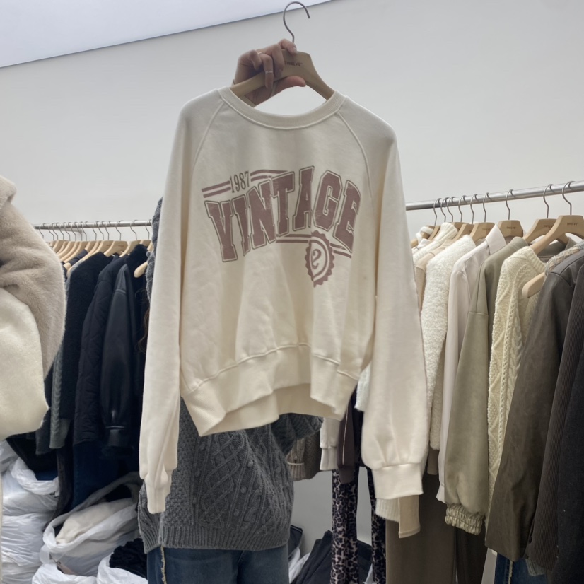 TWELVE韓國直郵東大門代購女裝新品職業休閑24秋冬衛衣加絨TWELVE衛衣圖色1