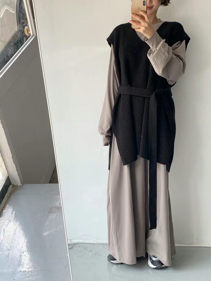 DADA韓國直郵女裝新品休閑24秋冬時尚熱賣職業連衣裙含腰帶DADA連衣裙圖色4