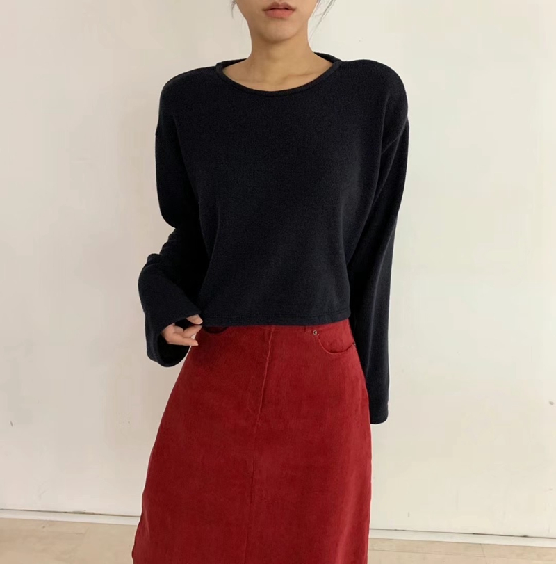 BIRTHDAY-OT韓國直郵東大門代購女裝新款真品職業長袖T恤短款BIRTHDAY-OT長袖T恤圖色1