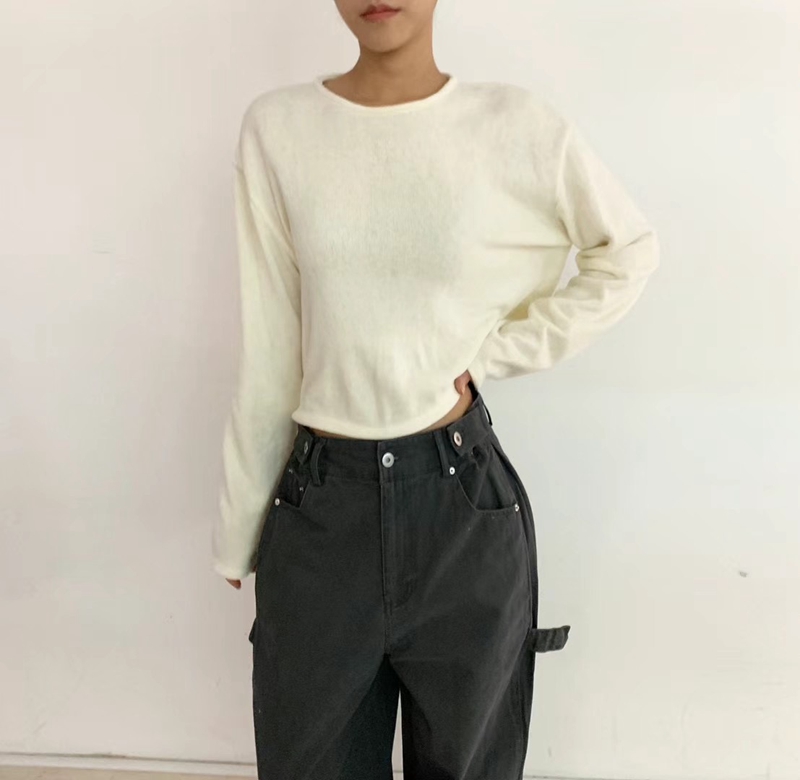 BIRTHDAY-OT韓國直郵東大門代購女裝新款真品職業長袖T恤短款BIRTHDAY-OT長袖T恤圖色3