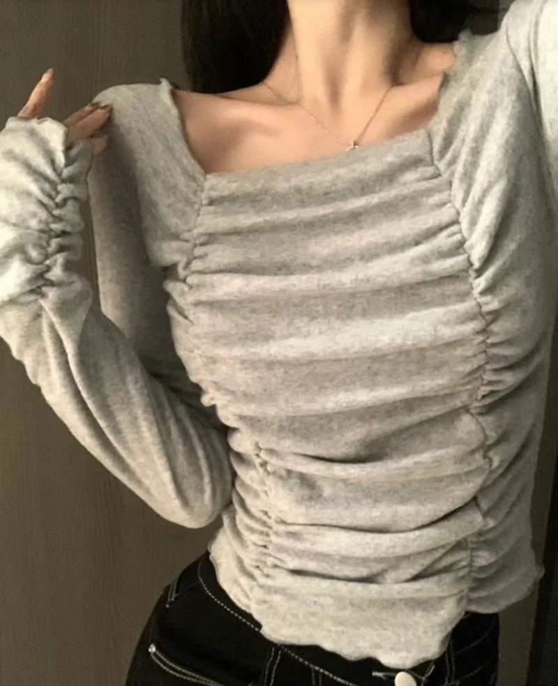 AFARRIER韓國直郵東大門實拍女裝新款24秋冬推薦長袖T恤羊毛AFARRIER長袖T恤