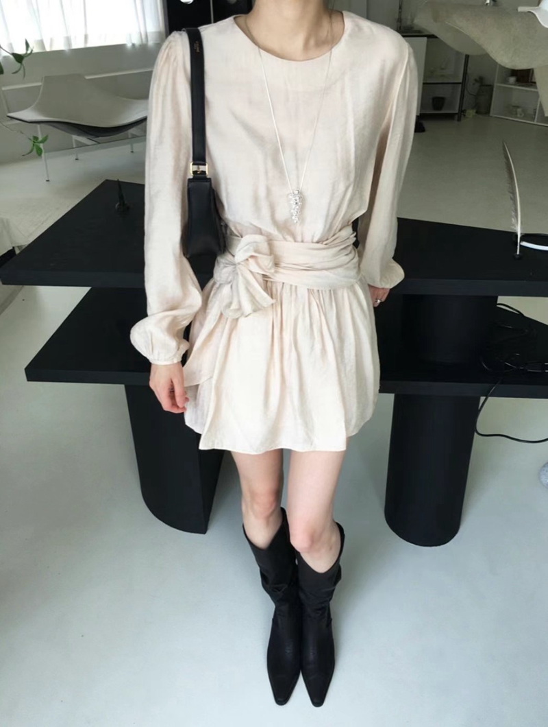 AFARRIER韓國直郵東大門代購女裝新品職業24秋冬連衣裙腰帶AFARRIER連衣裙