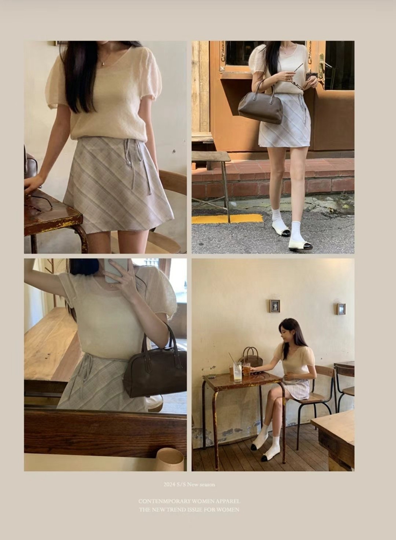 AFARRIER韓國直郵女裝新款熱賣24秋冬真品推薦人氣短裙格子AFARRIER短裙