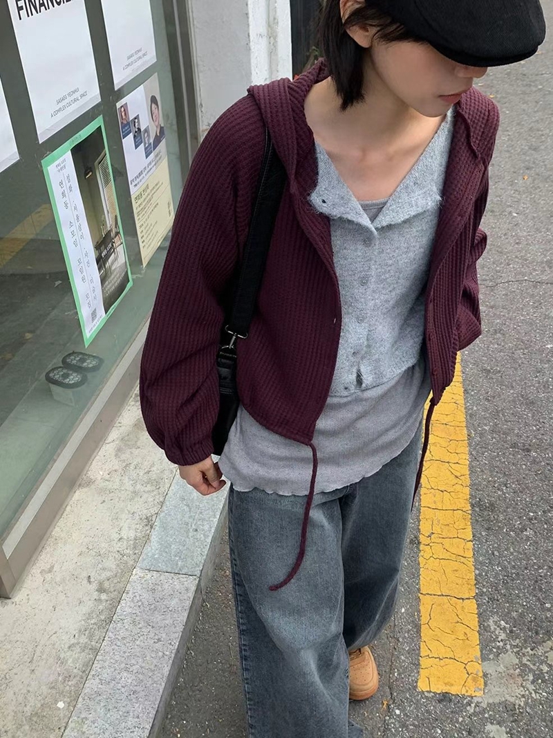 STAY ONE MORE韓國直郵女裝新款真品推薦職業針織衫開衫連帽STAY ONE MORE針織衫