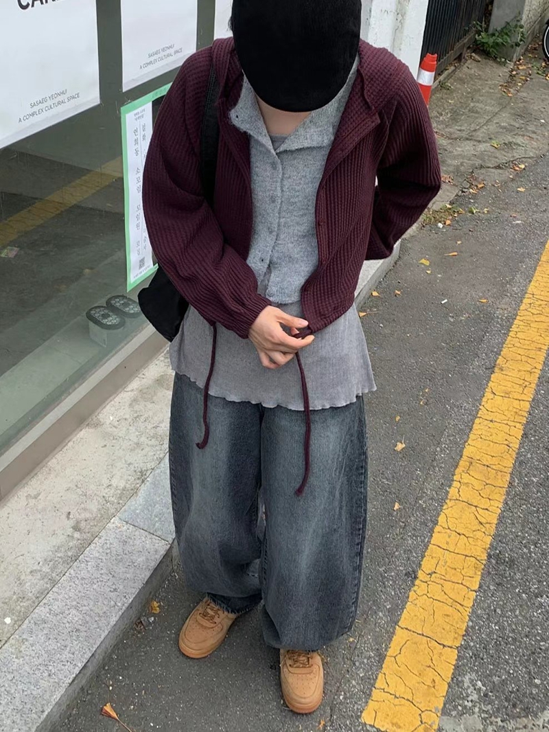 STAY ONE MORE韓國直郵女裝新款真品推薦職業針織衫開衫連帽STAY ONE MORE針織衫