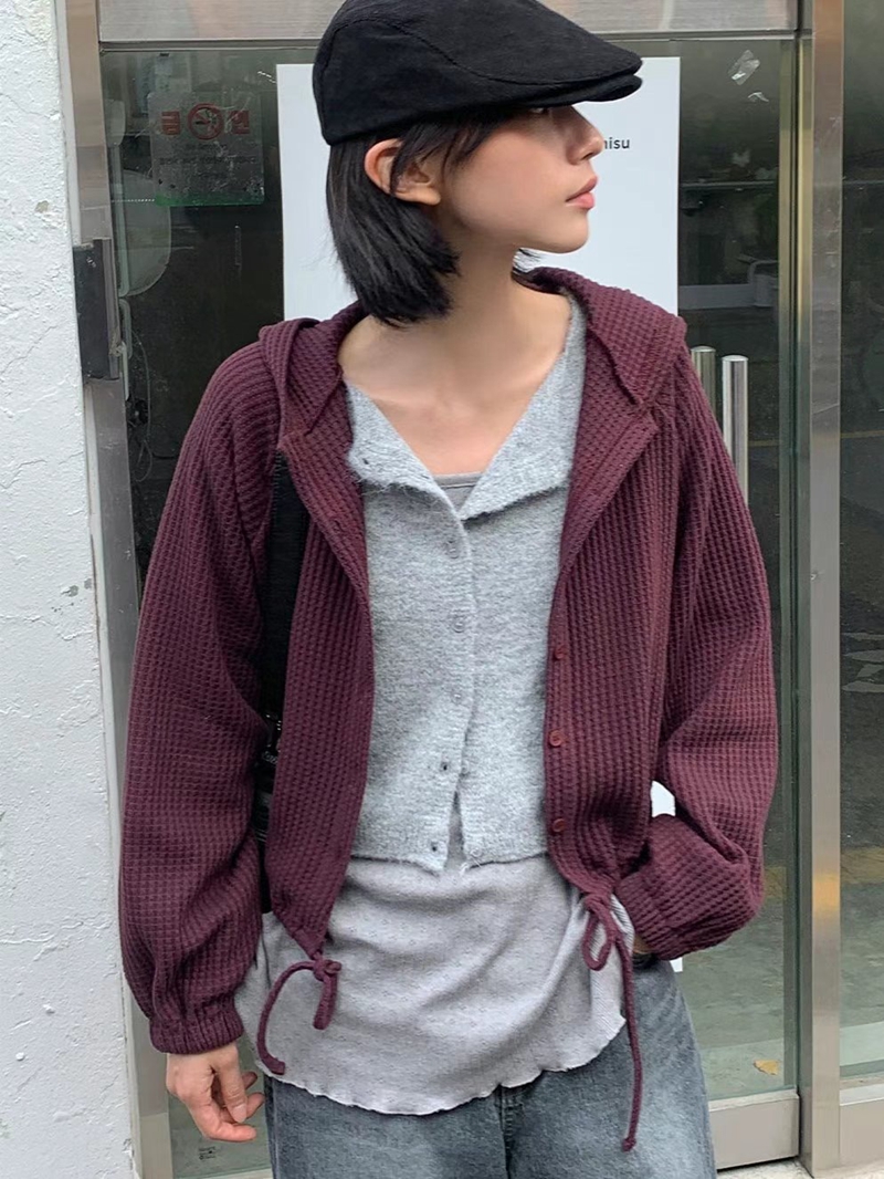 STAY ONE MORE韓國直郵女裝新款真品推薦職業針織衫開衫連帽STAY ONE MORE針織衫圖色2