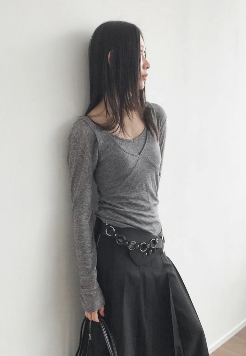 WUNDERKIND直郵韓國代購女裝新款時尚職業熱賣長袖T恤假兩件WUNDERKIND長袖T恤