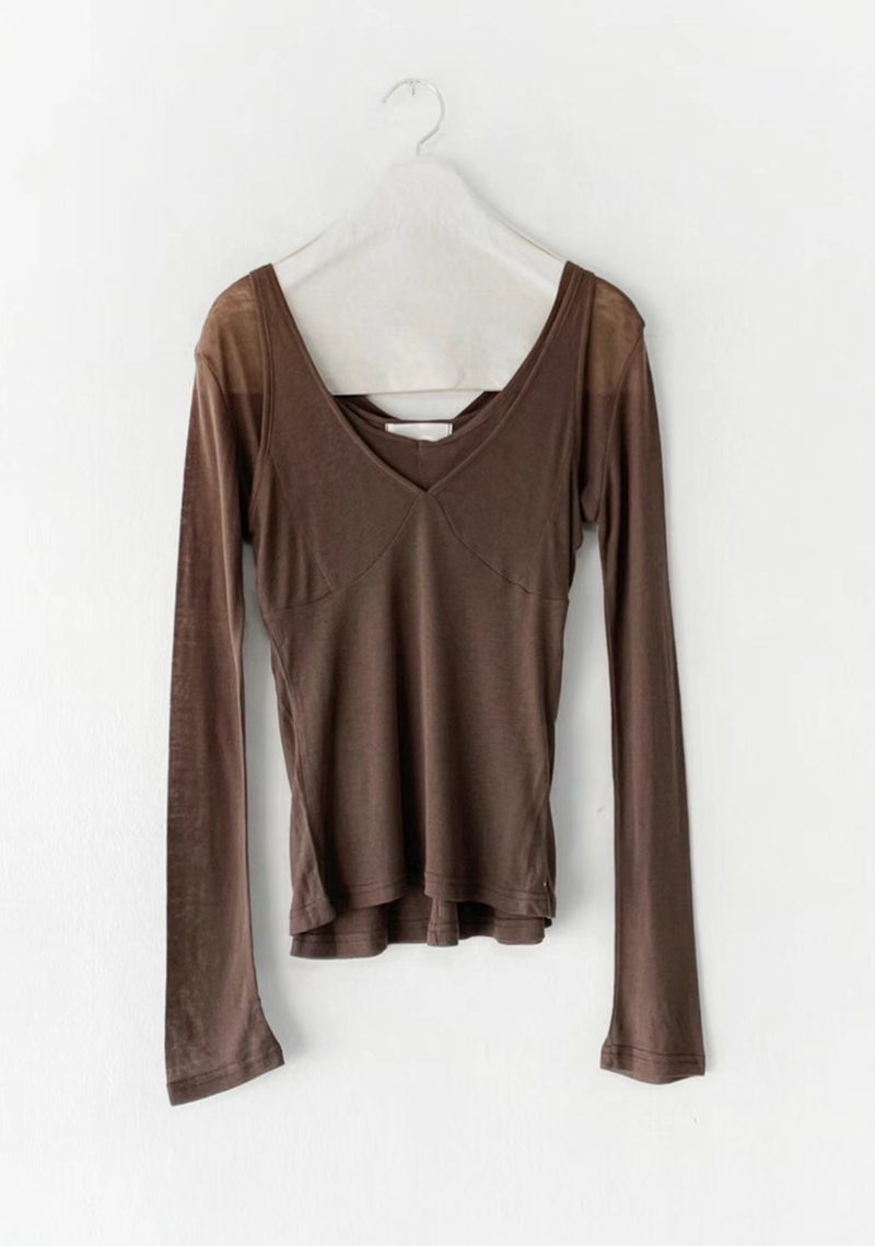 WUNDERKIND直郵韓國代購女裝新款時尚職業熱賣長袖T恤假兩件WUNDERKIND長袖T恤圖色1