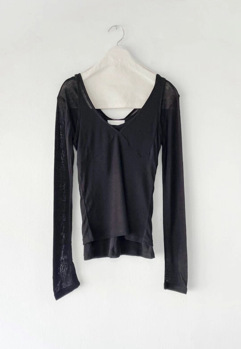 WUNDERKIND直郵韓國代購女裝新款時尚職業熱賣長袖T恤假兩件WUNDERKIND長袖T恤圖色2