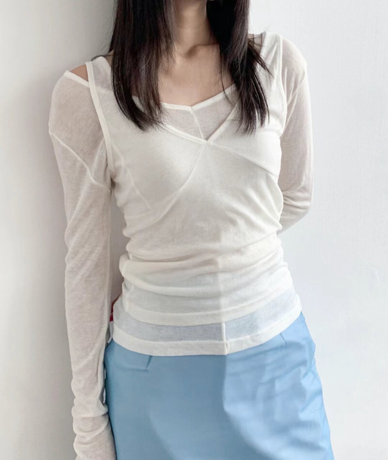 WUNDERKIND直郵韓國代購女裝新款時尚職業熱賣長袖T恤假兩件WUNDERKIND長袖T恤圖色3