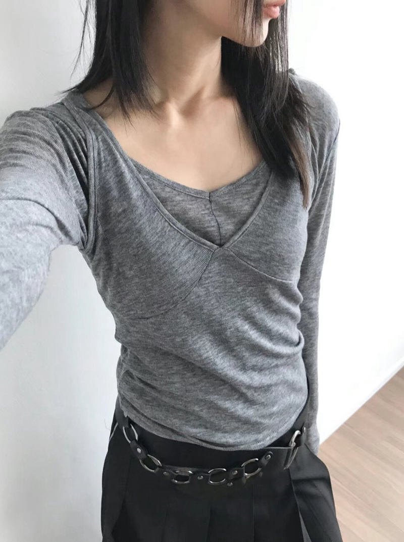 WUNDERKIND直郵韓國代購女裝新款時尚職業熱賣長袖T恤假兩件WUNDERKIND長袖T恤圖色4