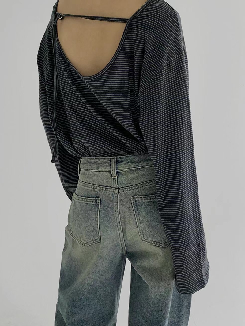 STAY ONE MORE韓國直郵東大門實拍女裝新品休閑熱賣長袖T恤STAY ONE MORE長袖T恤