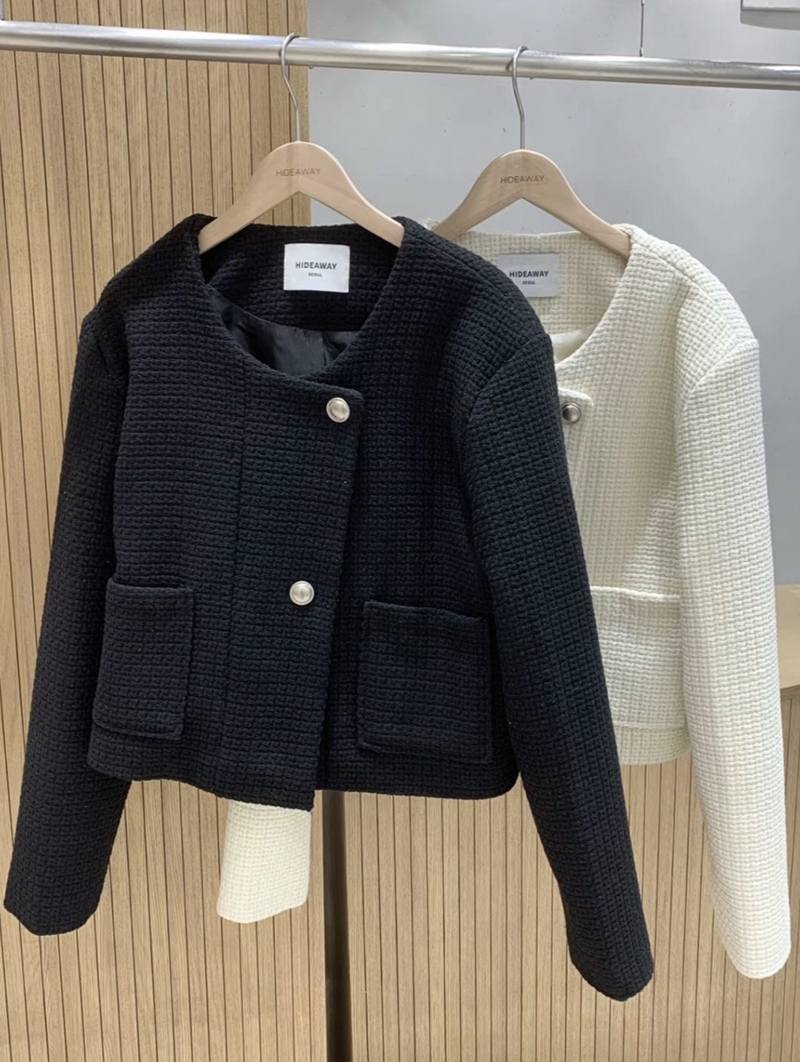 HIDEWAY韓國直郵女裝新品熱賣推薦真品24秋冬休閑夾克花呢HIDEWAY夾克