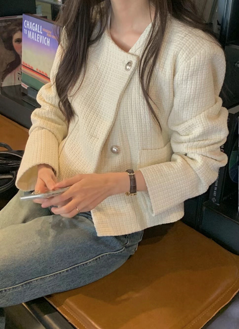 HIDEWAY韓國直郵女裝新品熱賣推薦真品24秋冬休閑夾克花呢HIDEWAY夾克