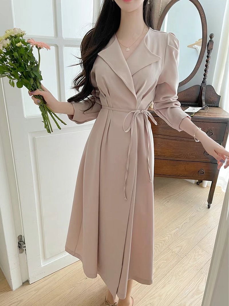 PLACE韓國直郵東大門實拍女裝新款真品時尚職業連衣裙含腰繩PLACE連衣裙圖色1