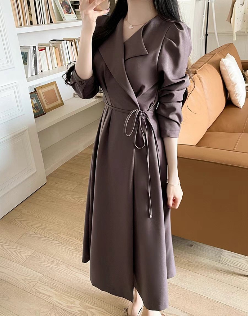 PLACE韓國直郵東大門實拍女裝新款真品時尚職業連衣裙含腰繩PLACE連衣裙圖色2