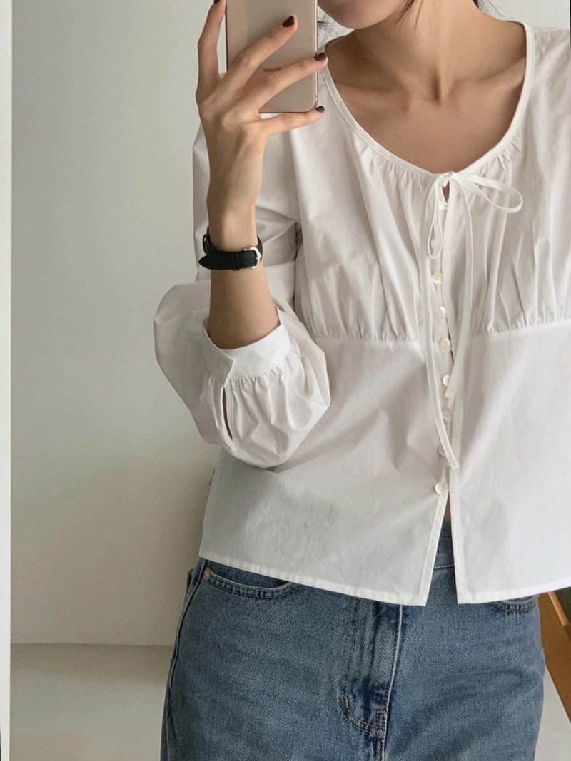 BERN韓國直郵東大門代購女裝新款休閑24秋冬時尚襯衫蕾絲衫BERN襯衫/蕾絲衫