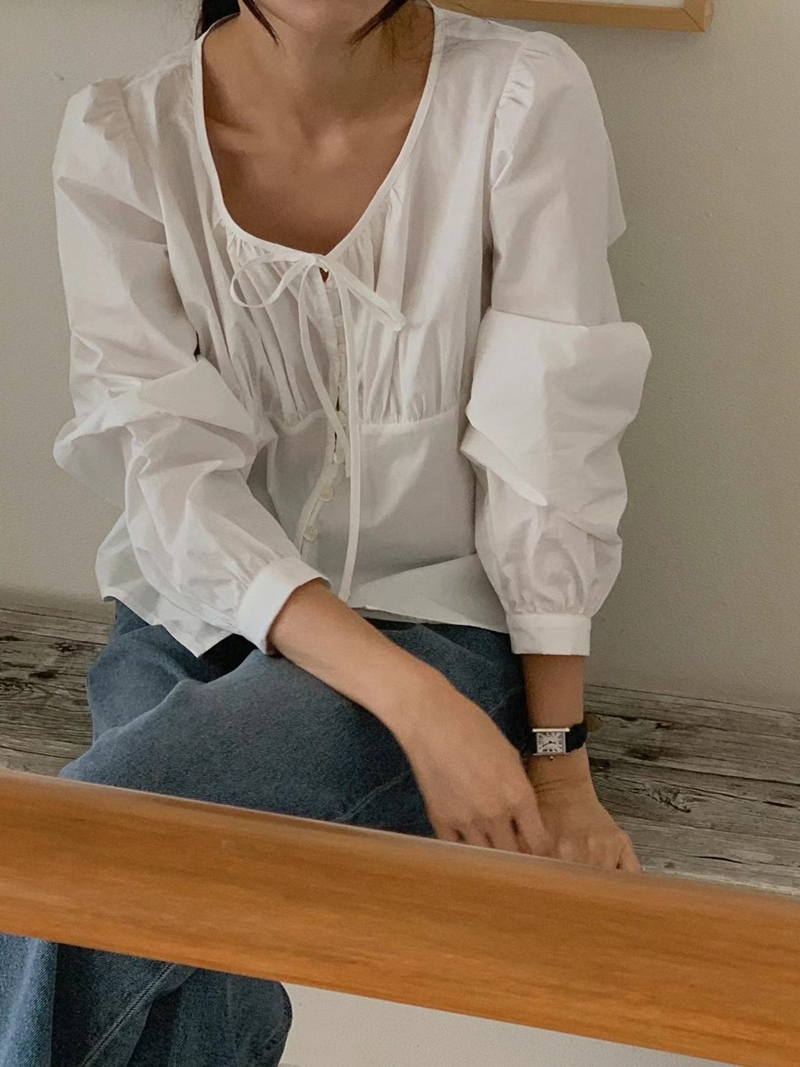 BERN韓國直郵東大門代購女裝新款休閑24秋冬時尚襯衫蕾絲衫BERN襯衫/蕾絲衫