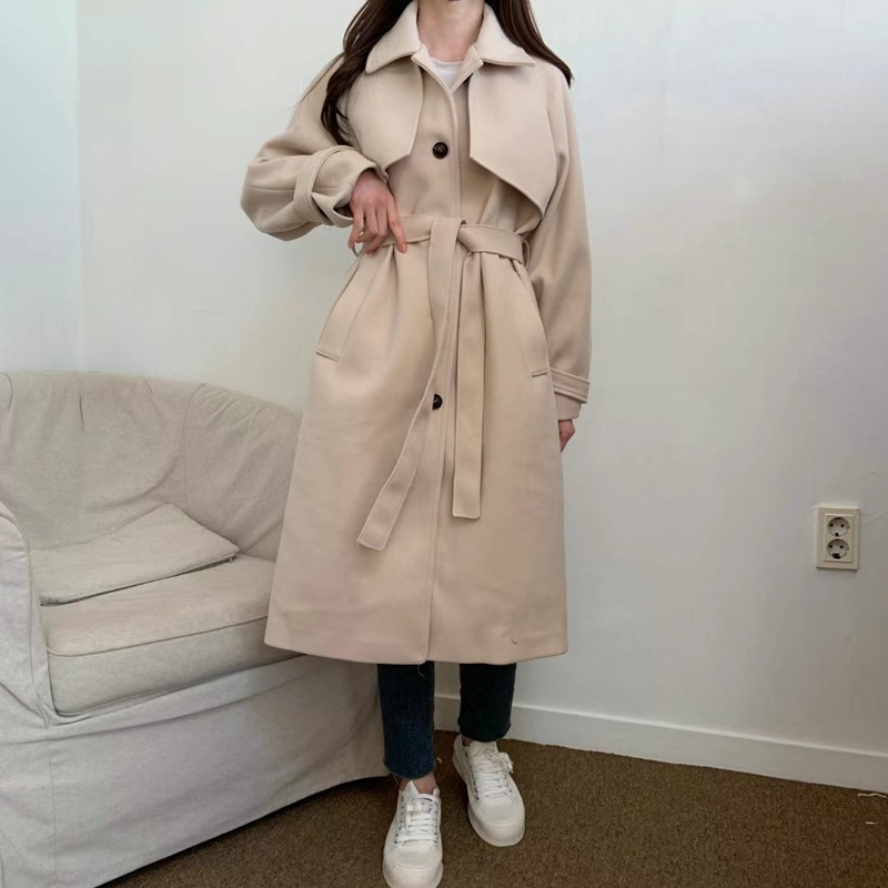 PLACE韓國直郵女裝新品推薦職業時尚熱賣24秋冬中長款大衣含腰帶PLACE中長款大衣