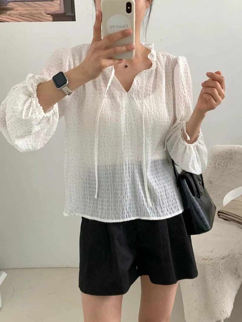 MARID韓國直郵東大門代購女裝新款24秋冬推薦休閑襯衫蕾絲衫WITHMOON襯衫/蕾絲衫圖色1