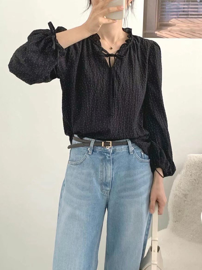 MARID韓國直郵東大門代購女裝新款24秋冬推薦休閑襯衫蕾絲衫WITHMOON襯衫/蕾絲衫圖色2