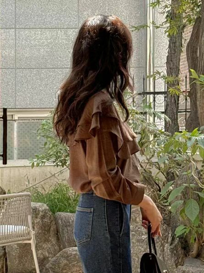 MARID韓國直郵東大門代購女裝新品熱賣24秋冬休閑襯衫蕾絲衫WITHMOON襯衫/蕾絲衫