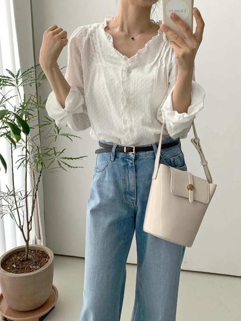 MARID韓國直郵女裝新品休閑真品24秋冬推薦職業襯衫蕾絲衫WITHMOON襯衫/蕾絲衫