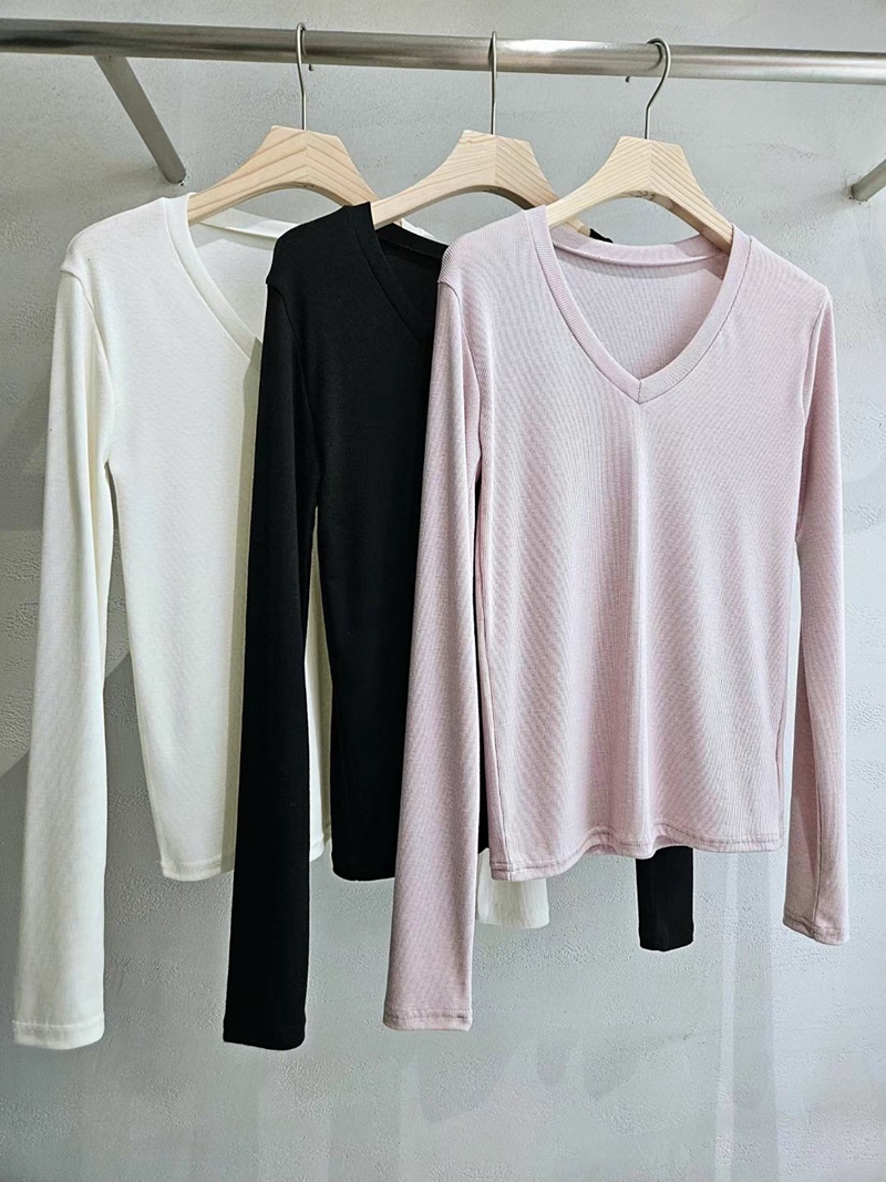 MARID韓國直郵東大門實拍女裝新款職業熱賣真品時尚長袖T恤V領WITHMOON長袖T恤