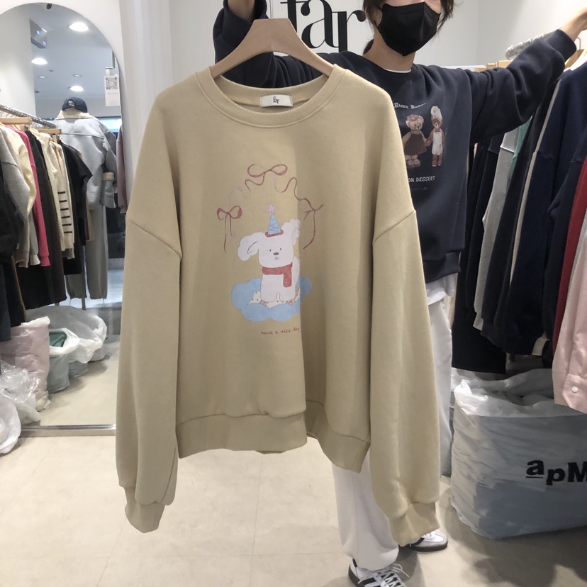 FAR韓國直郵東大門代購女裝新款推薦時尚職業真品衛衣加絨抓絨X-MOOD衛衣