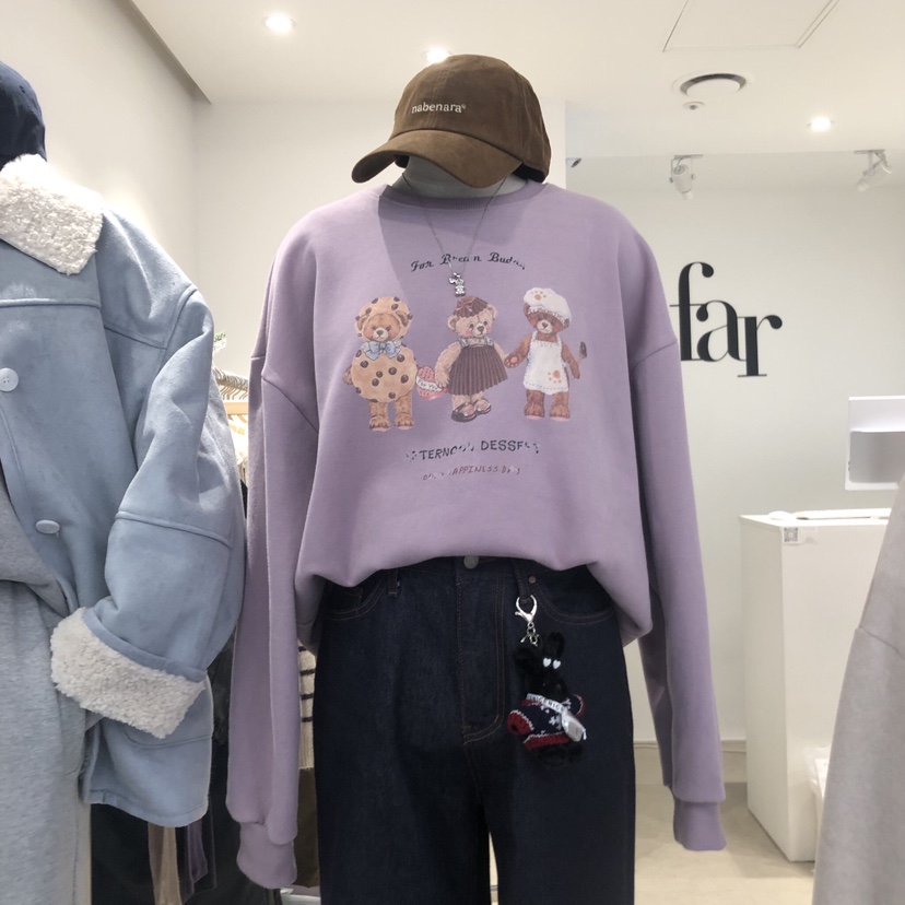 FAR韓國直郵女裝新品24秋冬時尚熱賣推薦人氣衛衣加絨羊絨X-MOOD衛衣圖色2