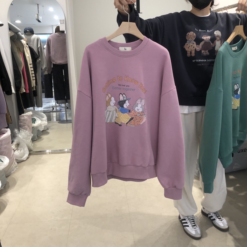 FAR韓國直郵東大門實拍女裝新品人氣24秋冬職業衛衣加絨拉絨X-MOOD衛衣圖色2