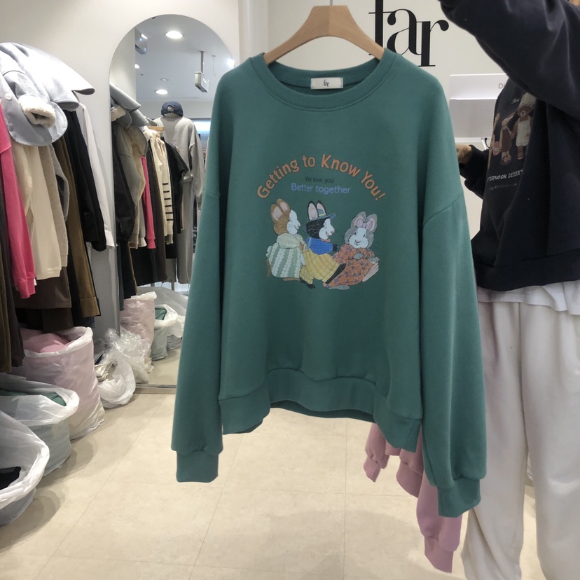 FAR韓國直郵東大門實拍女裝新品人氣24秋冬職業衛衣加絨拉絨X-MOOD衛衣圖色3
